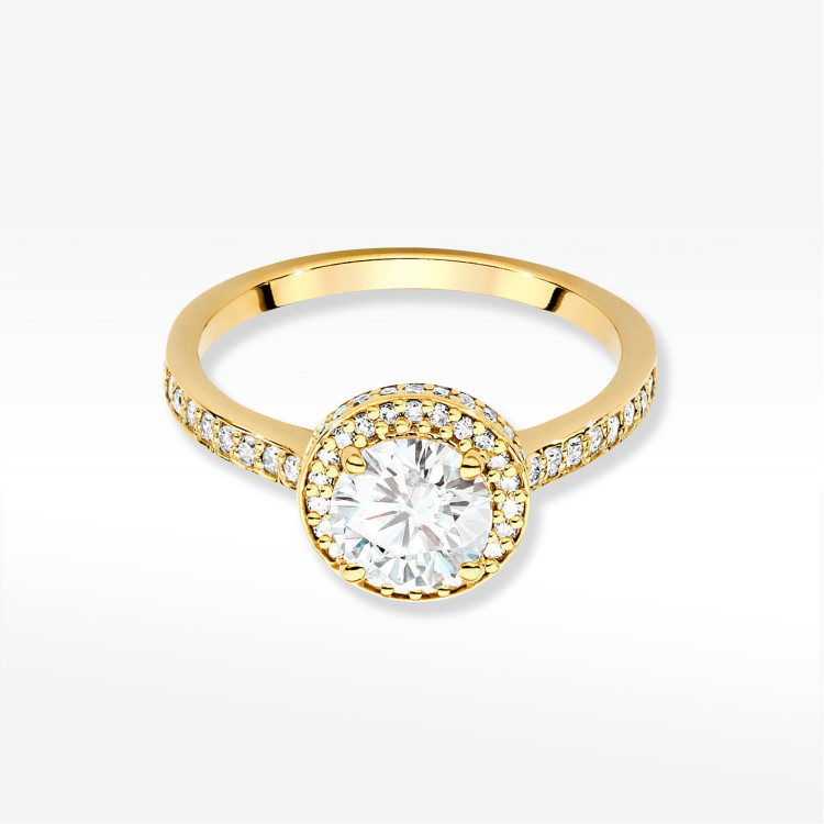 Pierścionek W0508 Diament Laboratoryjny 1,38ct żółte złoto