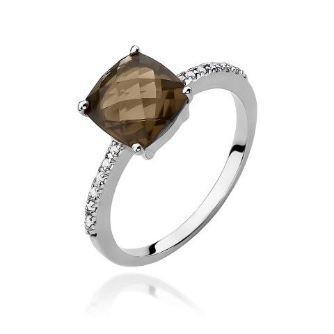 Pierścionek W0511 Kwarc Dymny 2,07ct białe złoto