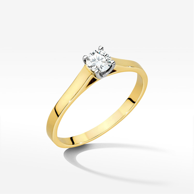 Pierścionek W0526 Diament Laboratoryjny 0,40ct żółte złoto