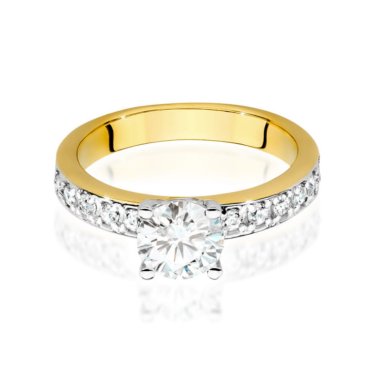 Pierścionek W0534 Diament Laboratoryjny 1,24ct żółte złoto