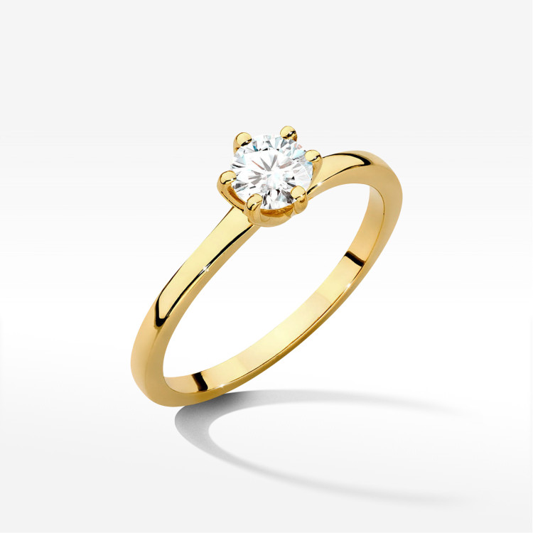 Pierścionek W0535 Diament Laboratoryjny 0,50ct żółte złoto