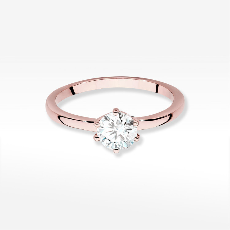 Pierścionek W0535 Diament Laboratoryjny 0,70ct różowe złoto