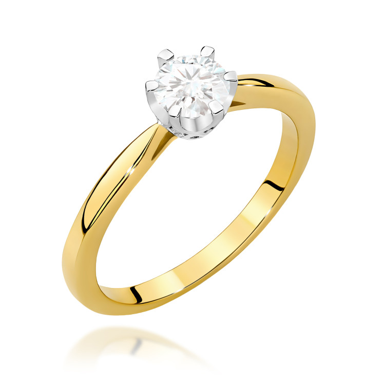 Pierścionek W0539 Diament Laboratoryjny 0,46ct żółte złoto