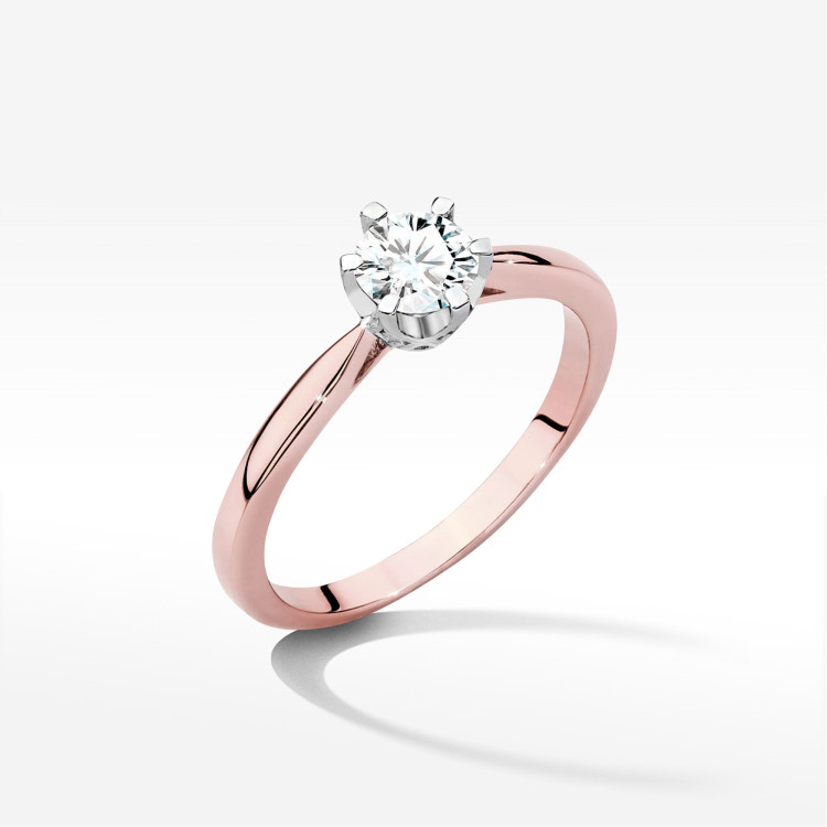 Pierścionek W0539 Diament Laboratoryjny 0,56ct różowe złoto