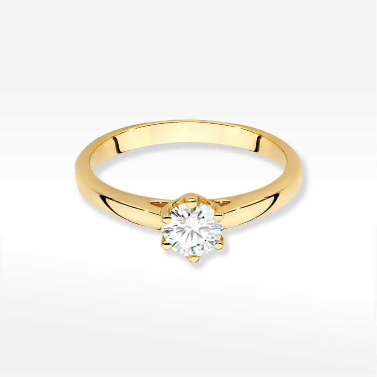 Pierścionek W0540 Diament Laboratoryjny 0,50ct żółte złoto