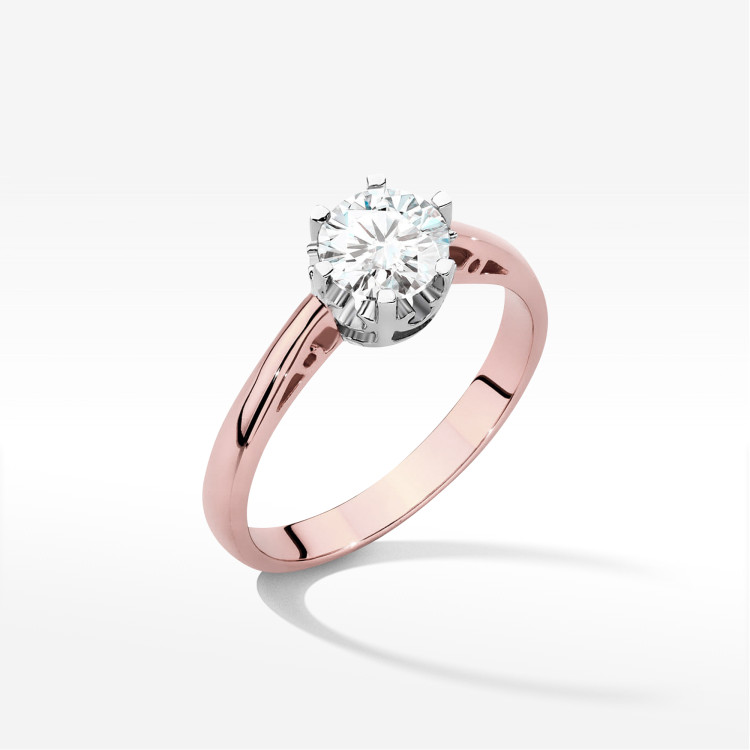 Pierścionek W0542 Diament Laboratoryjny 0,70ct różowe złoto