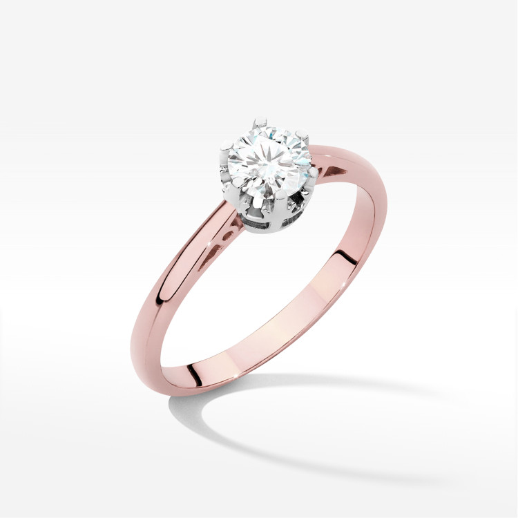 Pierścionek W0542 Diament Laboratoryjny 0,50ct różowe złoto