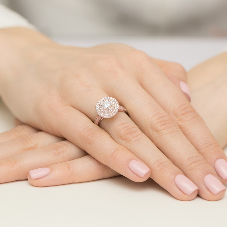 Pierścionek W0549 Diament Laboratoryjny 1,113ct różowe złoto
