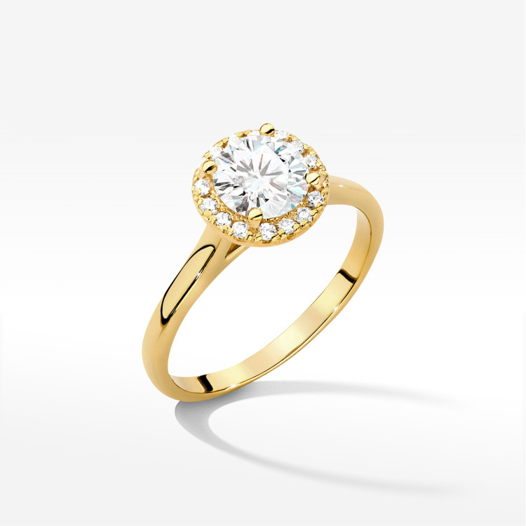 Pierścionek W0550 Diament Laboratoryjny 1,138ct żółte złoto