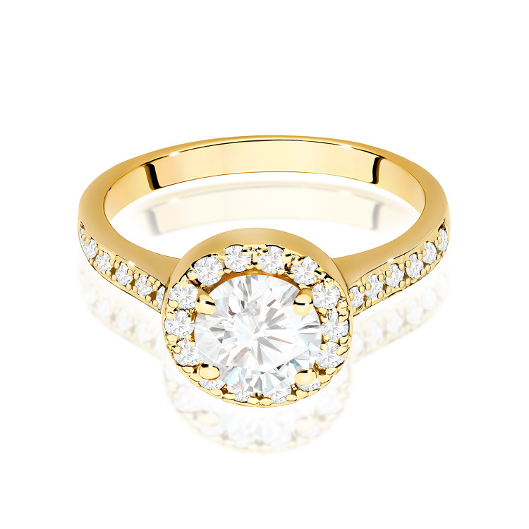 Pierścionek W0551 Diament Laboratoryjny 1,377ct żółte złoto