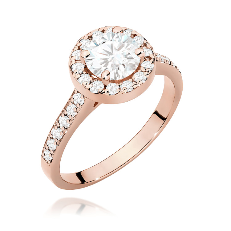 Pierścionek W0551 Diament Laboratoryjny 1,077ct różowe złoto