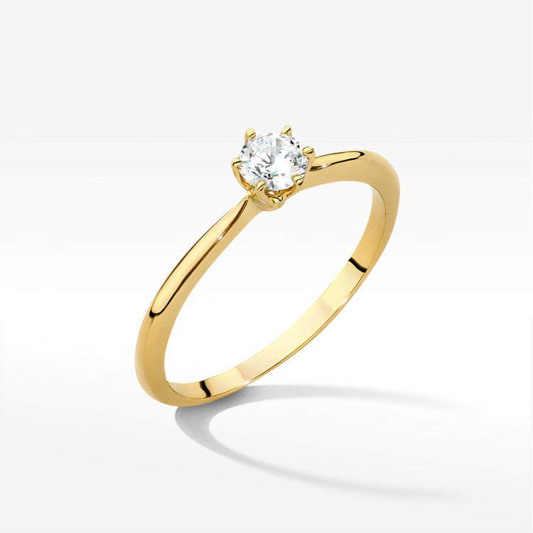 Pierścionek W0553 Diament Laboratoryjny 0,40ct żółte złoto