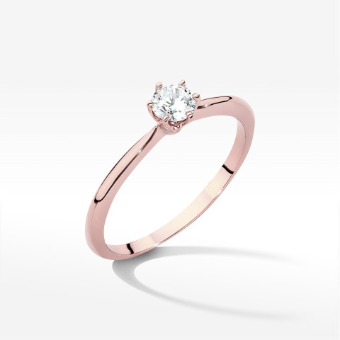 Pierścionek W0553 Diament Laboratoryjny 0,40ct różowe złoto