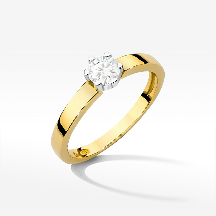 Pierścionek W0562 Diament Laboratoryjny 0,25ct żółte złoto