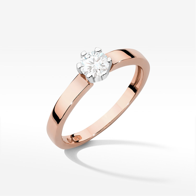 Pierścionek W0562 Diament Laboratoryjny 0,25ct różowe złoto