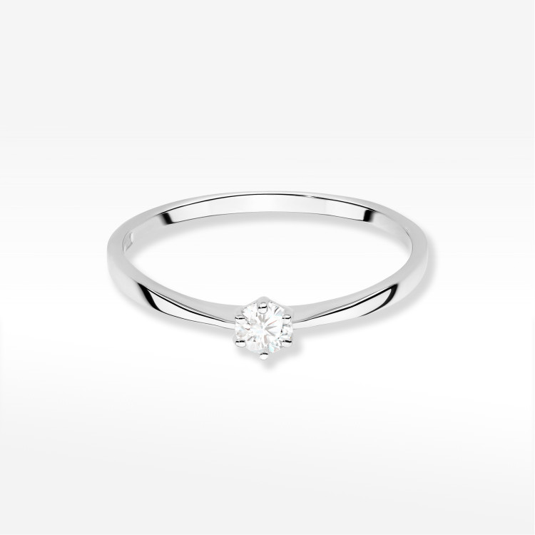 Pierścionek W0579 Diament Laboratoryjny 0,10ct białe złoto