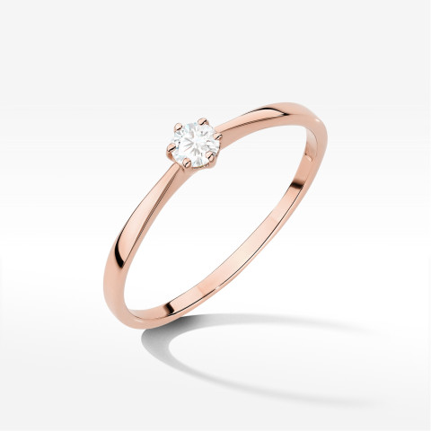 Pierścionek W0579 Diament Laboratoryjny 0,10ct różowe złoto