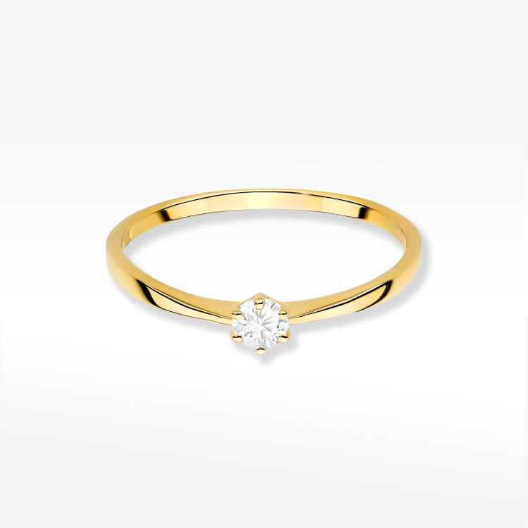 Pierścionek W0579 Diament Laboratoryjny 0,10ct żółte złoto
