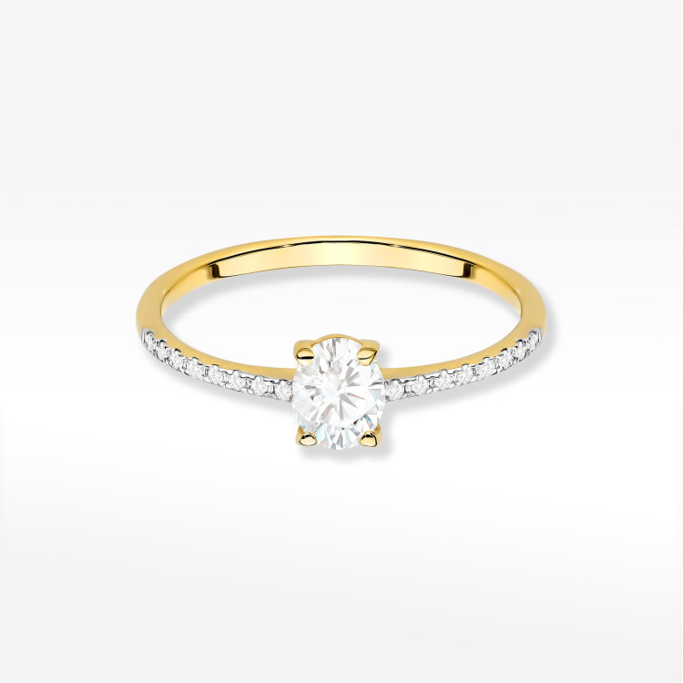Pierścionek W0582 diament laboratoryjny 0,38ct żółte złoto