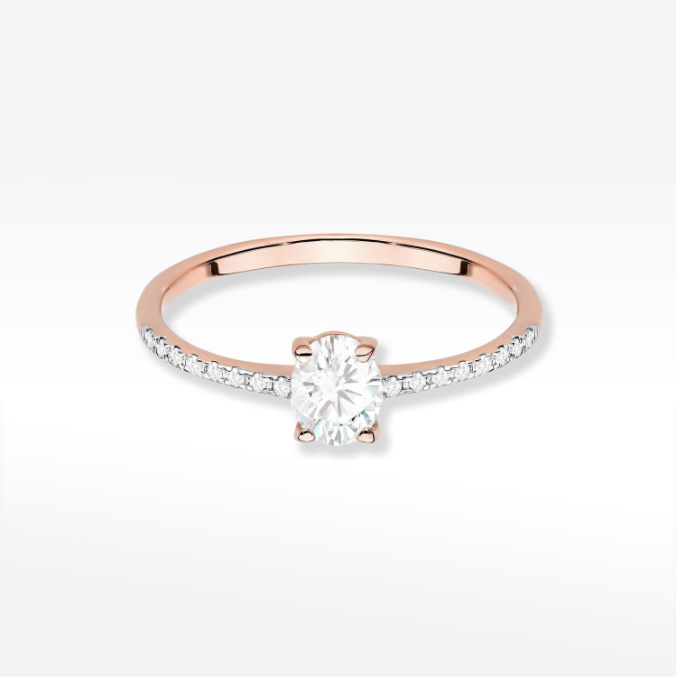 Pierścionek W0582 z diament laboratoryjny 0,38ct różowe złoto