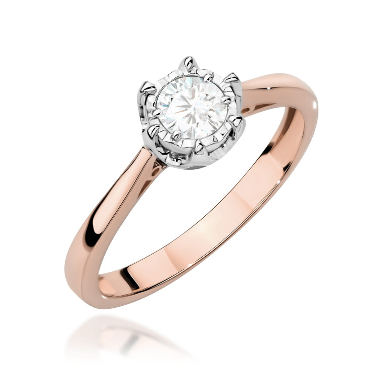 Pierścionek W0605 Diament Laboratoryjny 0,30ct różowe złoto