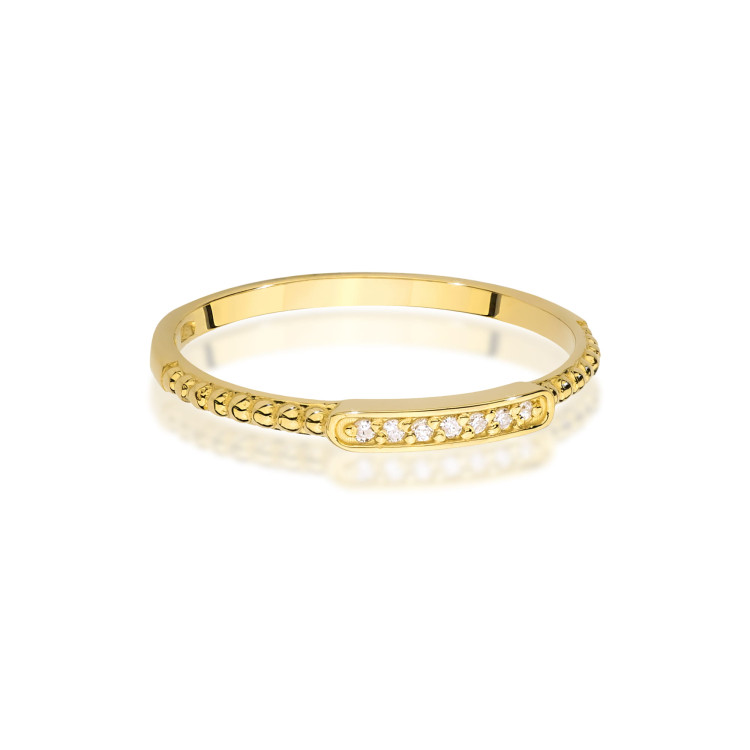 Pierścionek z żółtego złota z diamentami - próba 585 0,04CT W-606A
