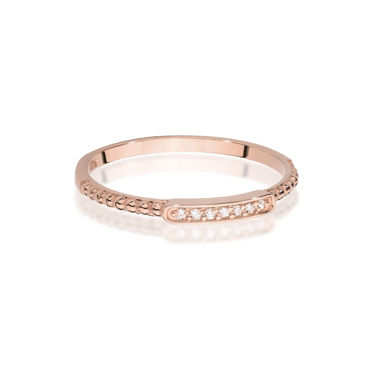 Pierścionek z różowego złota z diamentami - próba 585 0,04CT W-606C