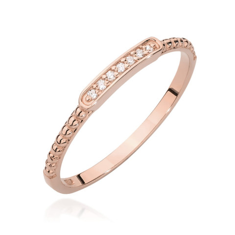 Pierścionek z różowego złota z diamentami - próba 585 0,04CT W-606C