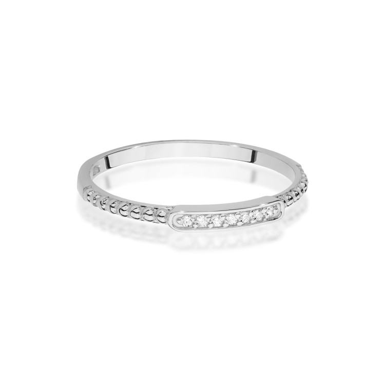 Pierścionek z białego złota z diamentami - próba 585 0,04CT W-606B