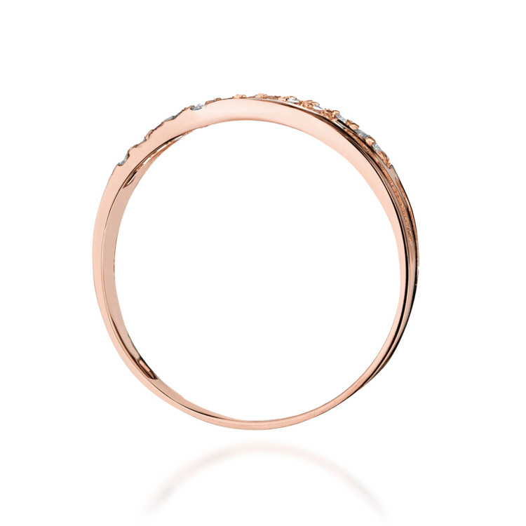 Pierścionek z różowego złota z diamentami - próba 585 0,15CT W-612C
