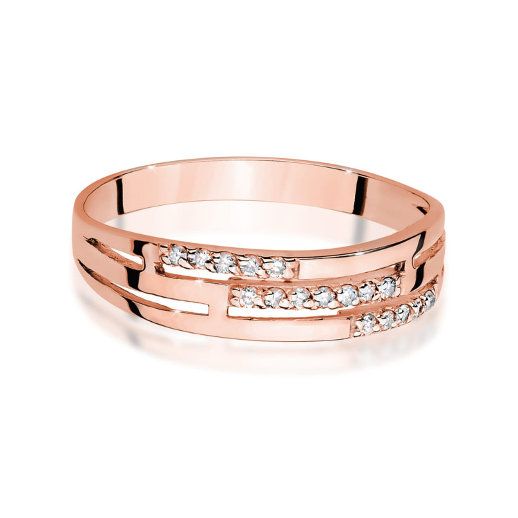 Pierścionek z różowego złota z diamentami - próba 585 0,15CT W-612C