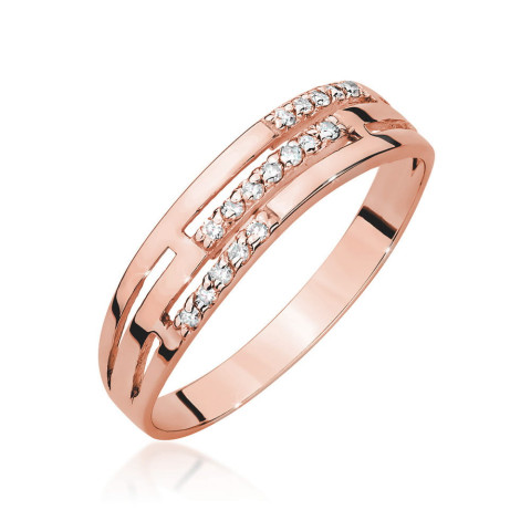 Pierścionek z różowego złota z diamentami - próba 585 0,15CT W-612C