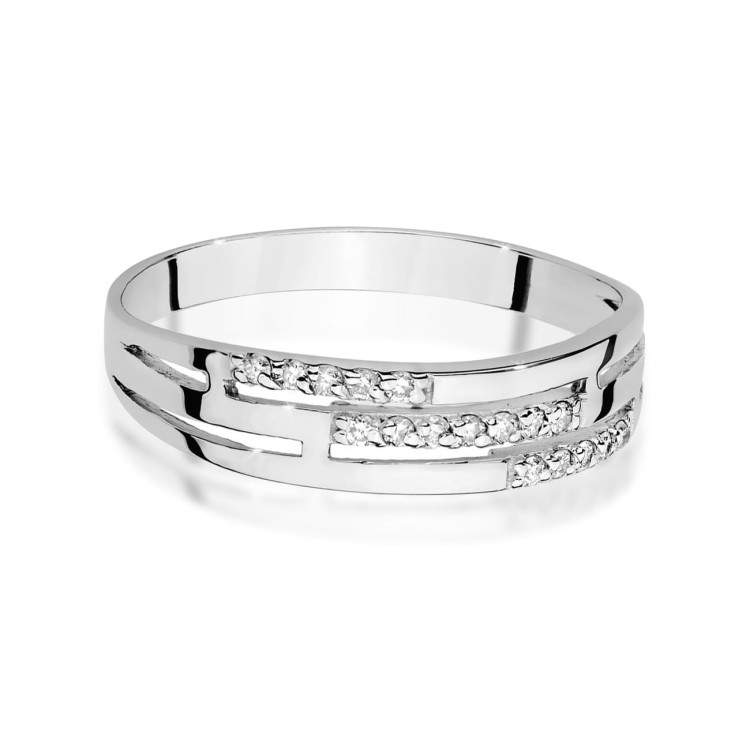 Pierścionek z białego złota z diamentami - próba 585 0,15CT W-612B