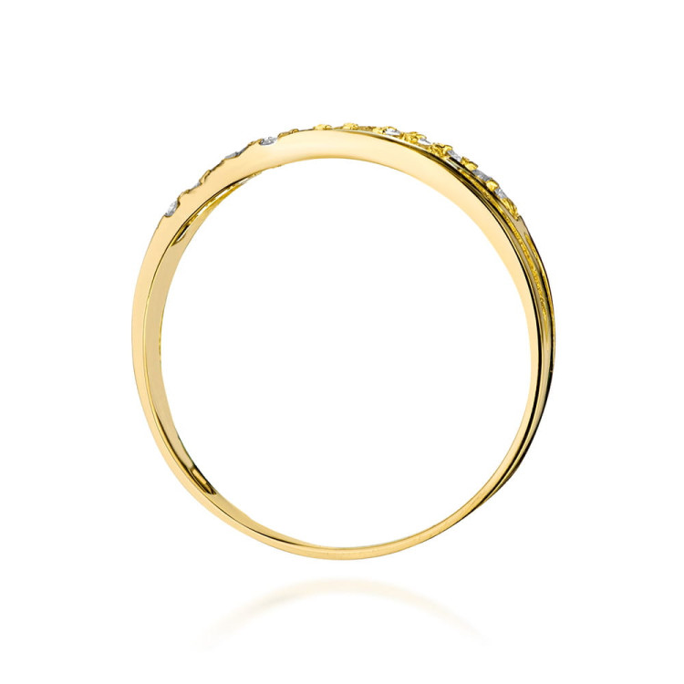 Pierścionek z żółtego złota z diamentami - próba 585 0,15CT W-612A