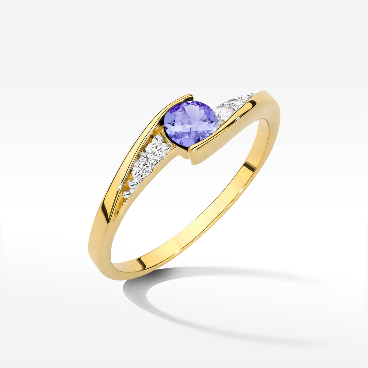 Pierścionek z żółtego złota z tanzanitem - próba 585 0,408CT w0618.Z3.TAP.01