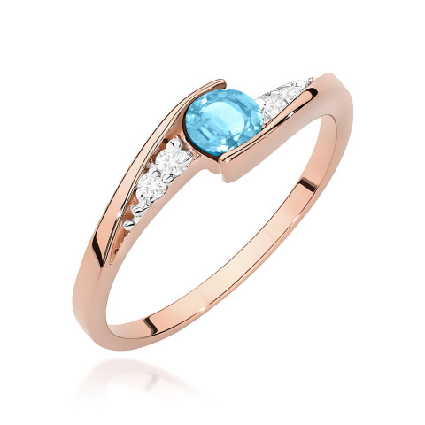 Pierścionek z różowego złota z topazem Swiss - próba 585 0,358CT w0618.R3.TOB.01