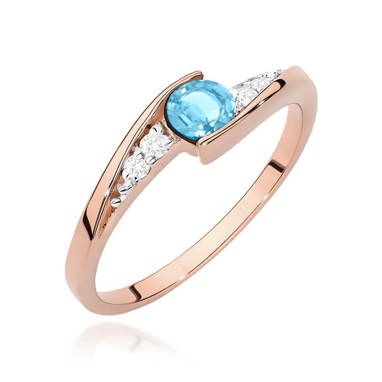 Pierścionek z różowego złota z topazem Swiss - próba 585 0,358CT w0618.R3.TOB.01