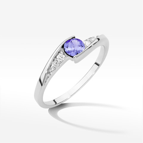 Pierścionek z białego złota z tanzanitem - próba 585 0,408CT w0618.B3.TAP.01