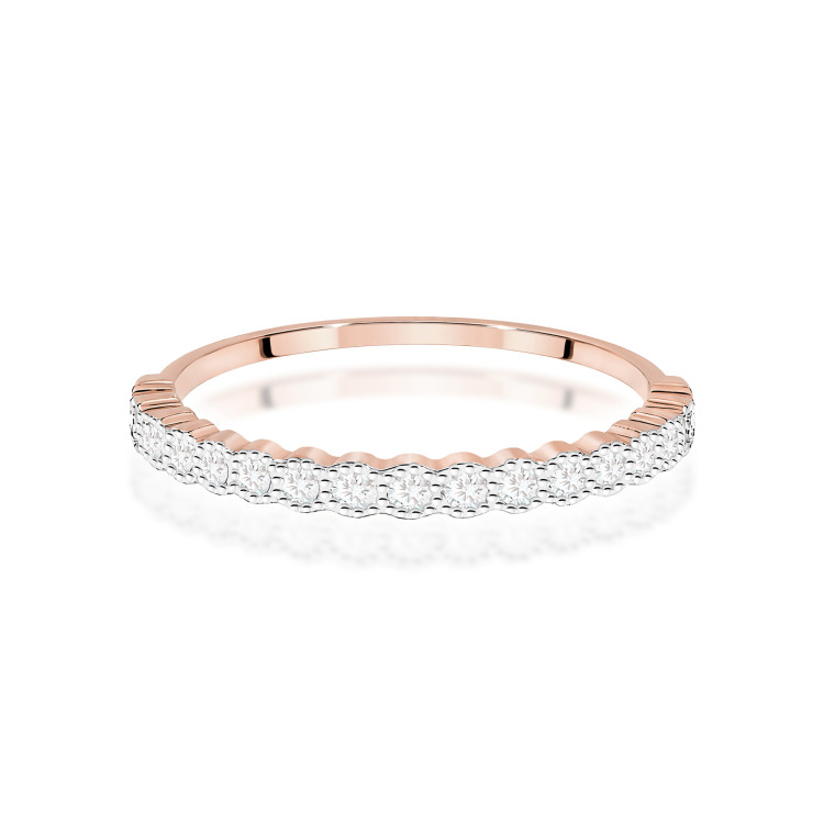 Pierścionek z różowego złota z diamentami - próba 585 0,13CT W-634C