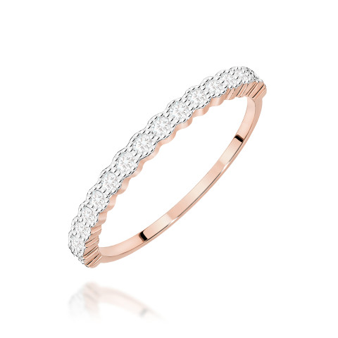 Pierścionek z różowego złota z diamentami - próba 585 0,13CT W-634C