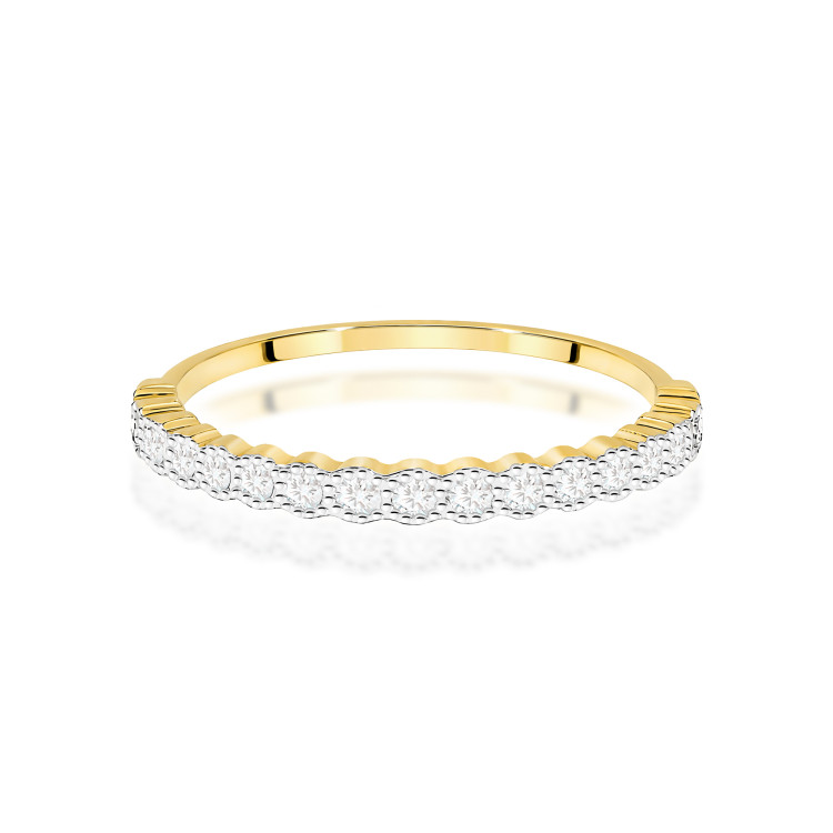 Pierścionek z żółtego złota z diamentami - próba 585 0,08CT W-635A