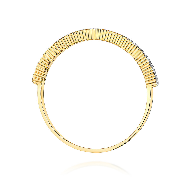 Pierścionek z żółtego złota z diamentami - próba 585 0,08CT W-635A