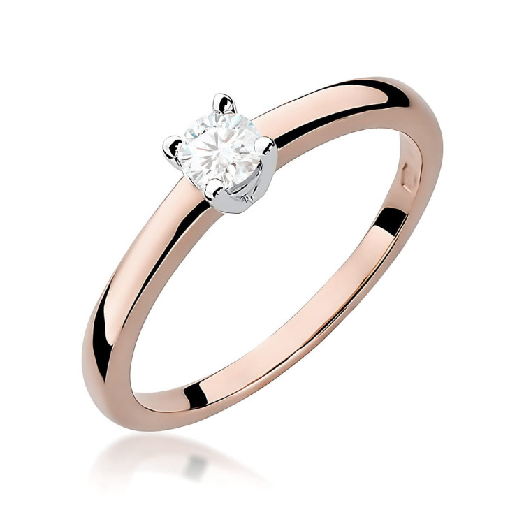 Pierścionek W0293 Diament Laboratoryjny 0,20ct różowe złoto