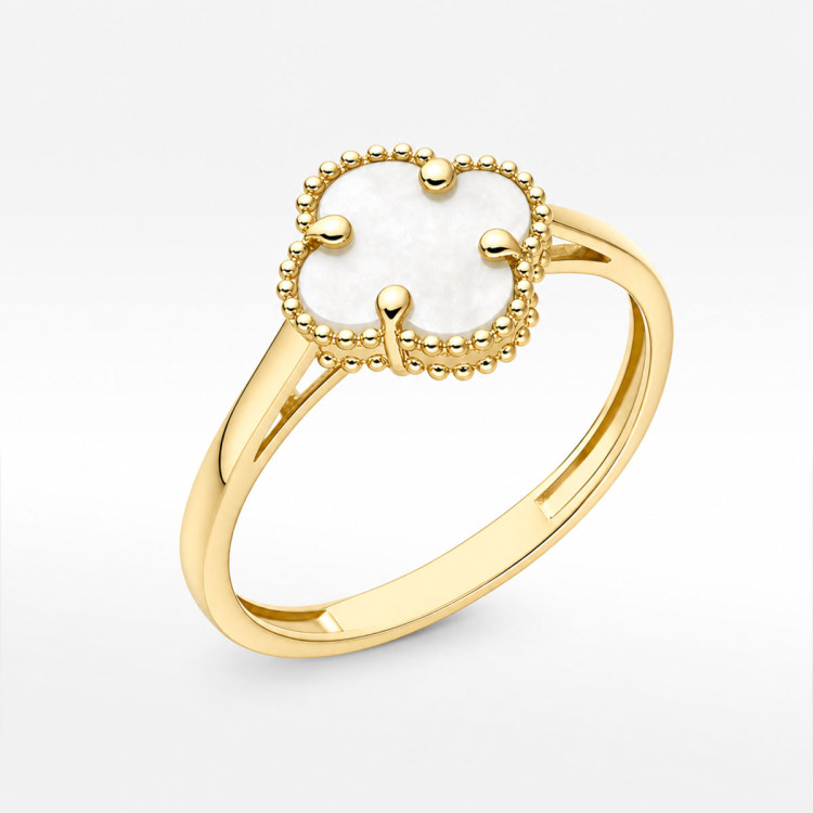 Pierścionek ze złota z masą perłową