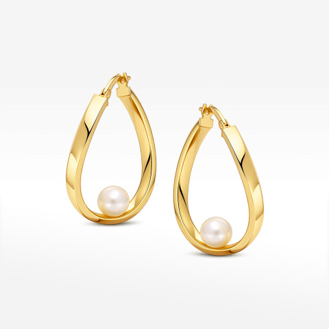 Kolczyki ze złota koła z perłą