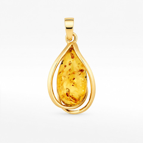 Zawieszka ze złota z bursztynem