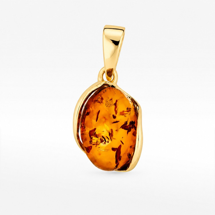 Zawieszka ze złota z bursztynem