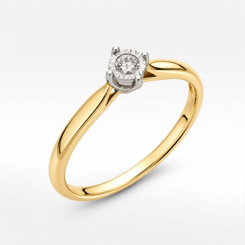 Pierścionek z żółtego złota z diamentem - próba 585 0,09CT