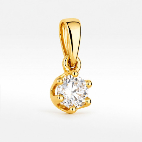 Zawieszka z żółtego złota z diamentem laboratoryjnym - próba 585 0,44CT
