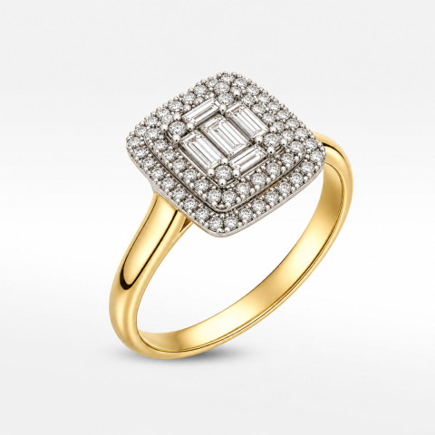 Pierścionek z żółtego złota z diamentami - próba 585 0,43CT